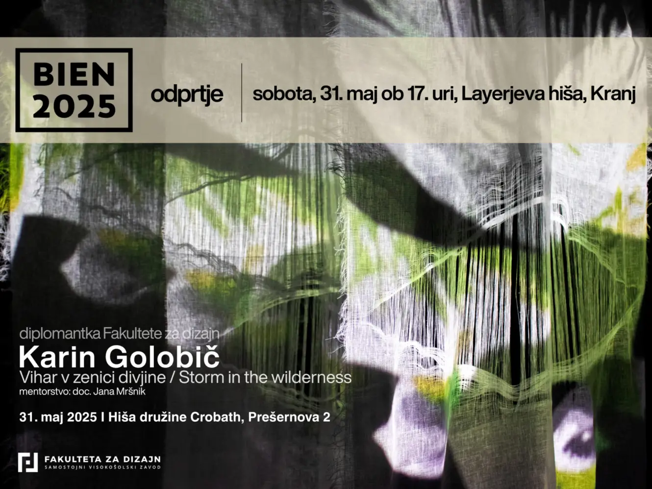 BIEN 2025: Odprtje v Kranju in predstavitev FD diplomantke Karin Golobič  I sobota, 31. maj