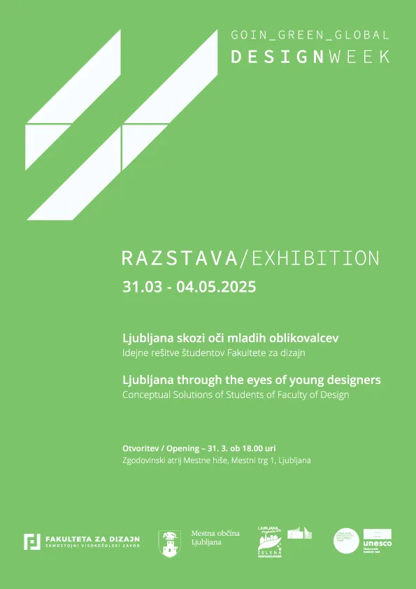 Vabilo na otvoritev razstave »Ljubljana skozi oči mladih oblikovalcev« 31. marca ob 18. uri v Zgodovinskem atriju Mestne hiše