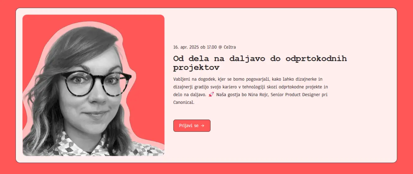 Dogodek za dizajnerje I Klub Ada I 16. april 2025