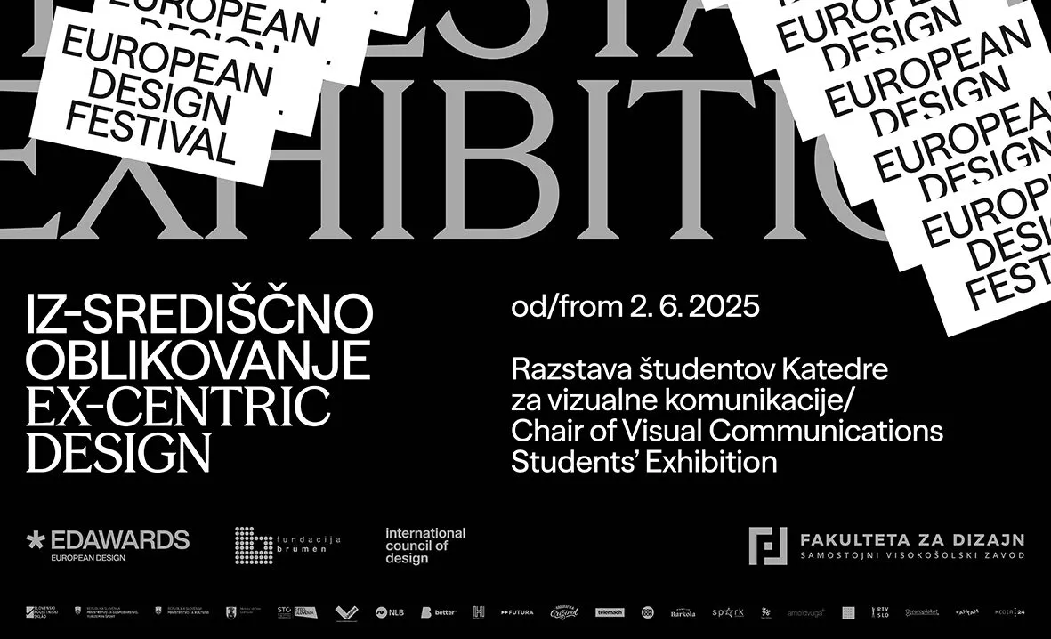 Vabilo na otvoritev razstave študentov Vizualnih komunikacij v okviru European Design Awards I 2. junij ob 18. uri na FD